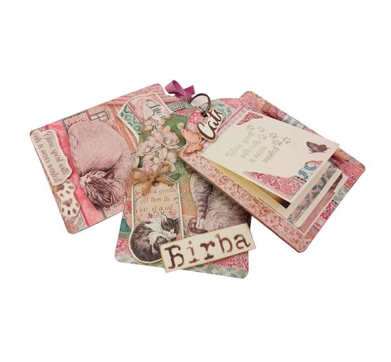 Bloc de papier scrapbooking « Chat et orchidée », 10 feuilles, 30,5 x 30,5 cm