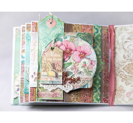 Bloc de papier scrapbooking « Chat et orchidée », 10 feuilles, 30,5 x 30,5 cm