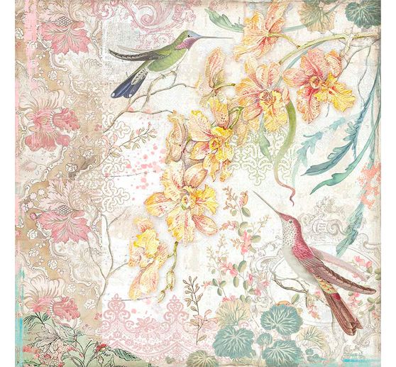 Bloc de papier scrapbooking « Chat et orchidée », 10 feuilles, 30,5 x 30,5 cm