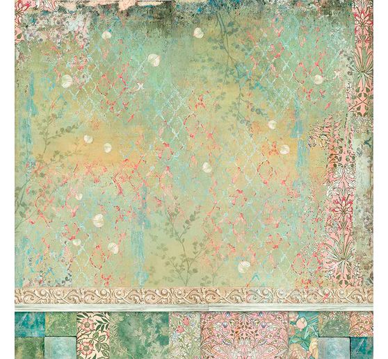 Bloc de papier scrapbooking « Chat et orchidée », 10 feuilles, 30,5 x 30,5 cm