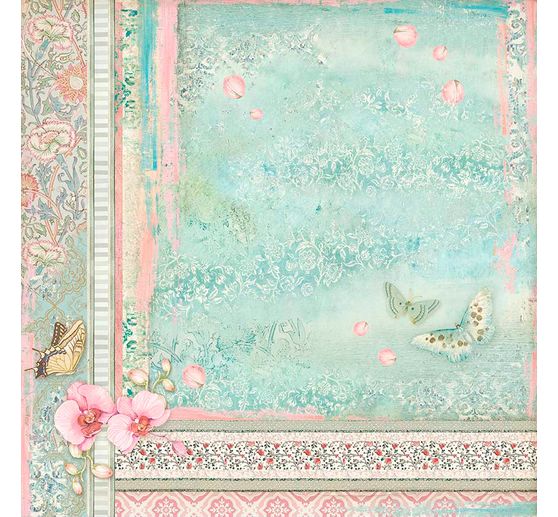 Bloc de papier scrapbooking « Chat et orchidée », 10 feuilles, 30,5 x 30,5 cm