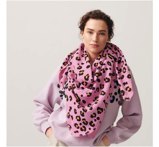 Tissu coton mousseline froissée au mètre « Acid Leo »