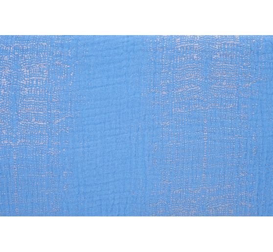 Tissu coton mousseline froissée imprimé argenté au mètre « Block Stripes – Azur »