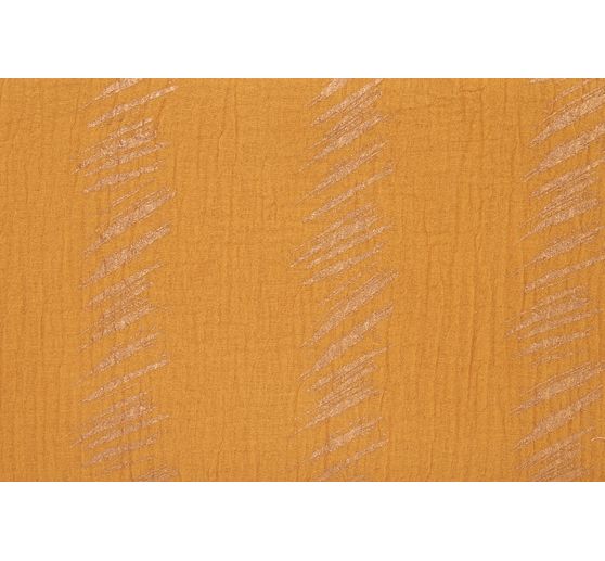 Tissu coton mousseline froissée imprimé doré au mètre « Transformation », Crush Stripes