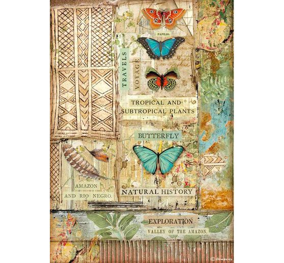 Soie de paille à motifs « Tropical butterflies »