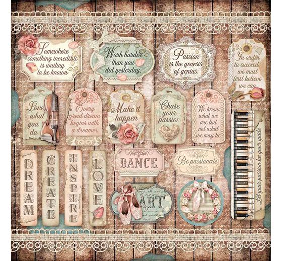 Scrapbook block "Passion", 10 sheets, 30.5 x 30.5 cm