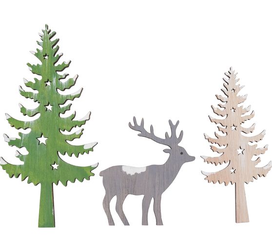 Sapins et cerf VBS « Snuggles », set de 3