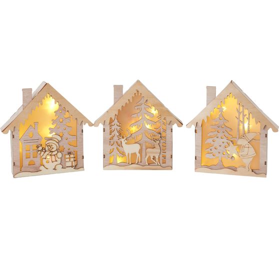 Kit de construction en bois maisons lumineuses VBS « Univers de Noël »