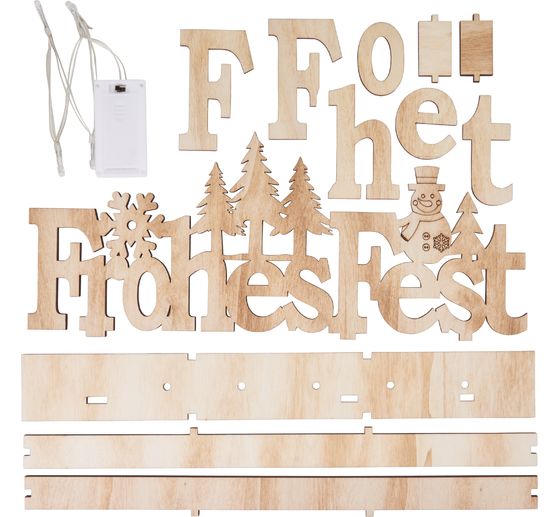 VBS Wooden building kit "Frohes Fest", with LED
