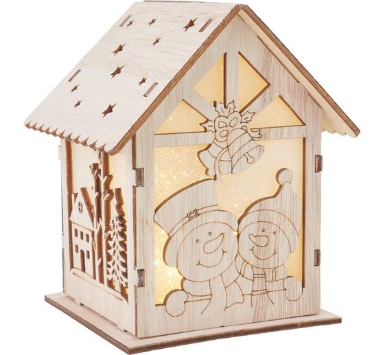 Kit de construction en bois VBS « Maison lumineuse - Bonhomme de neige", éclairage inclus