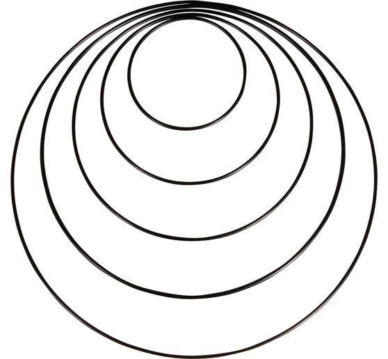 Anneaux en métal « Cercle », 10 - 30 cm, set de , Noir