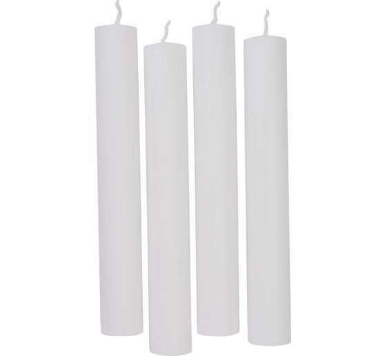 Bougies droites, blanches, lot de 4