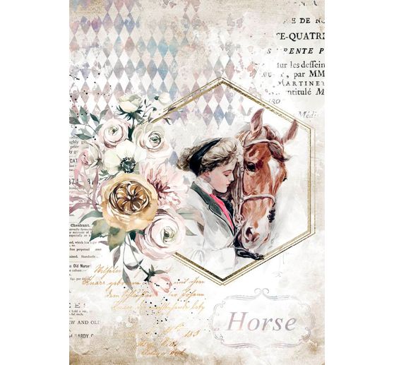 Motif straw silk "Horse love"