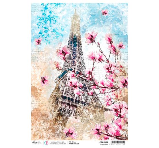 Motif straw silk "Eiffel Tower"