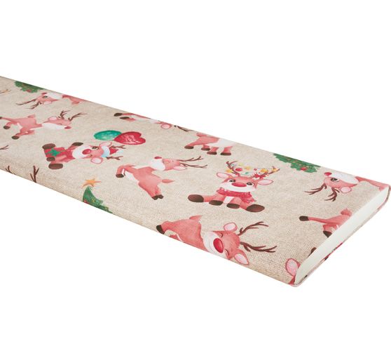 Tissu imprimé aspect lin au mètre « Rudolph le renne »