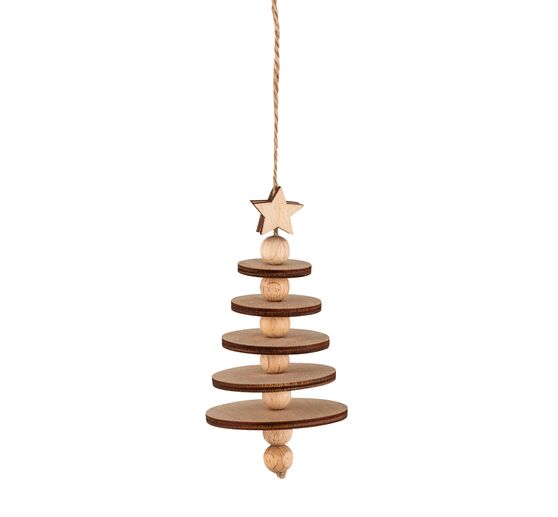 Coffret décorations à suspendre en bois arbres, 4 pc.
