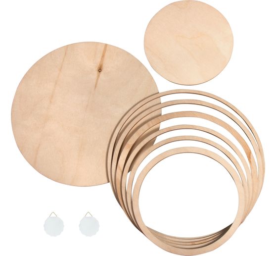 Set de plaques rondes/ anneaux en bois