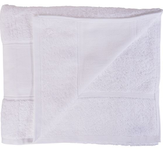 Drap de bain avec bande Aïda, 70 x 140 cm, Blanc