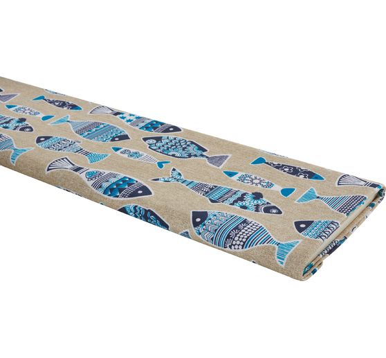 Tissu imprimé aspect lin au mètre « Poissons »