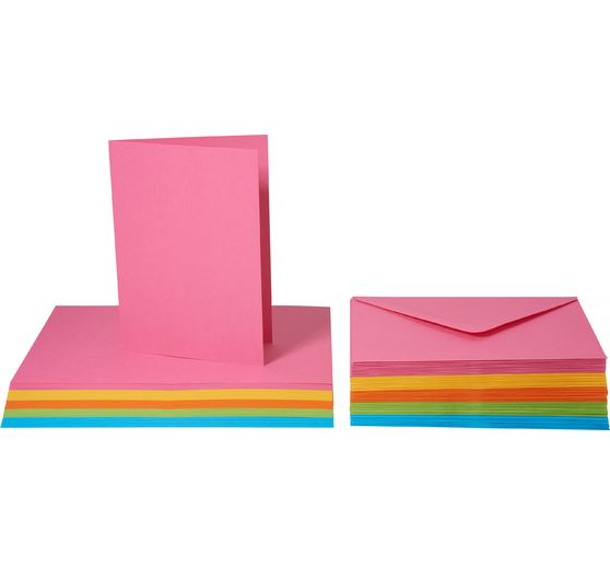 Cartes doubles avec enveloppes assorties, couleurs vives
