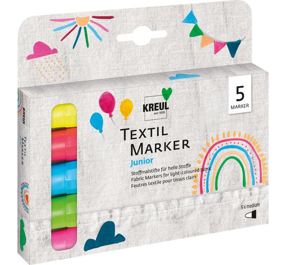 Textil Marker medium KREUL « Junior », set de 5