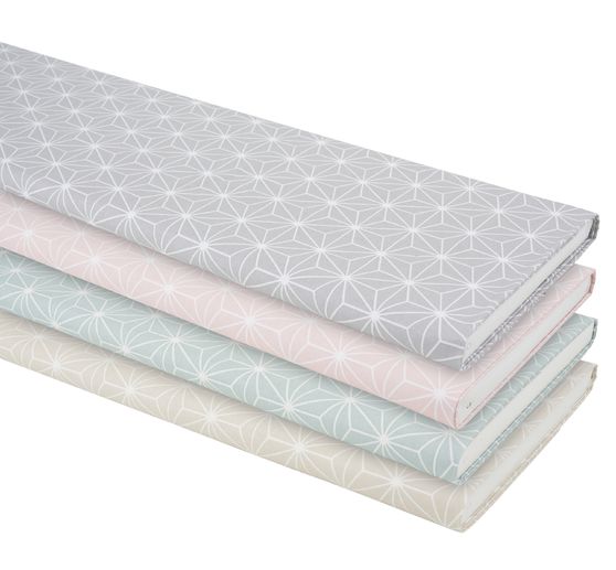 Tissu coton au mètre « Etoile géométrique », enduction polyester