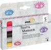Textil Marker medium KREUL &laquo; Glitter &raquo;, set de 5