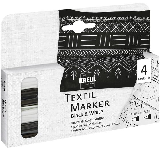 Textil Marker opaque KREUL « Black & White », set de 4