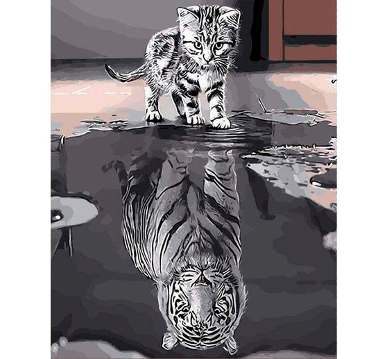 Peinture au numéro « Chat et tigre »