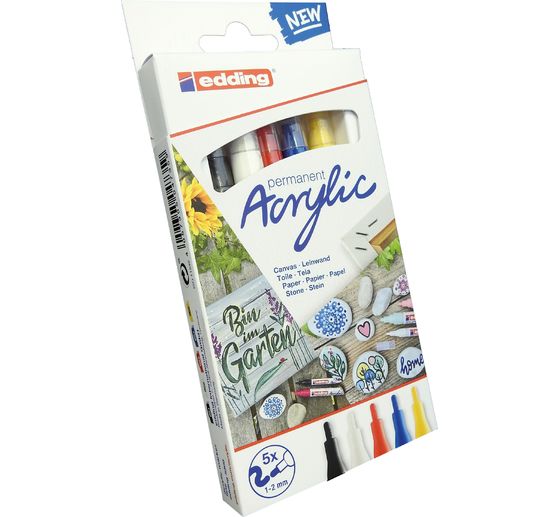 Marqueurs acryliques fins edding 5300 Acrylic, set de 5
