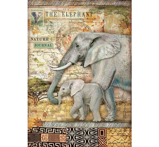 Motif straw silk "Elephants"