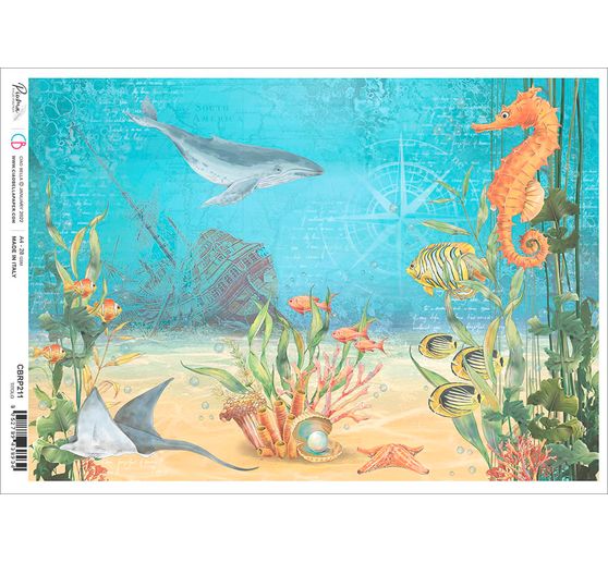 Motif straw silk "Underwater world"