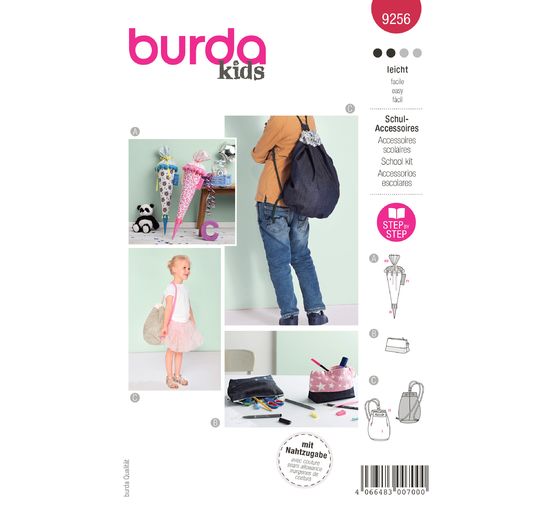 Patron Burda Kids « Cornet-surprise, trousse et sac de sport » n° 9256