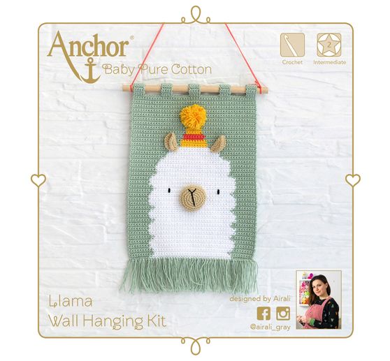Kit crochet Anchor « Tenture murale lama » 