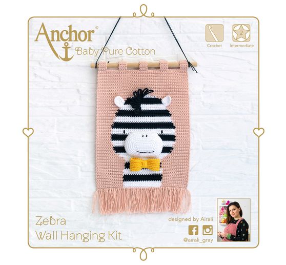 Kit crochet Anchor « Tenture murale zèbre » 