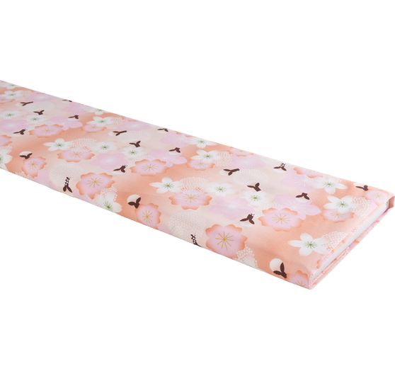 Tissu coton popeline au mètre « Sakura fleurs panachées » 