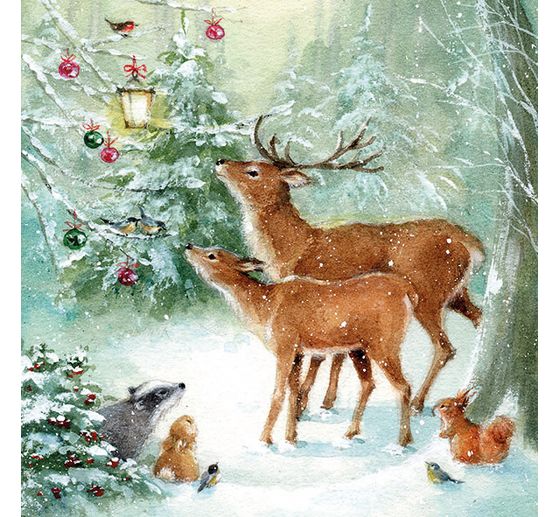 Serviette « Fête de Noël dans la forêt »