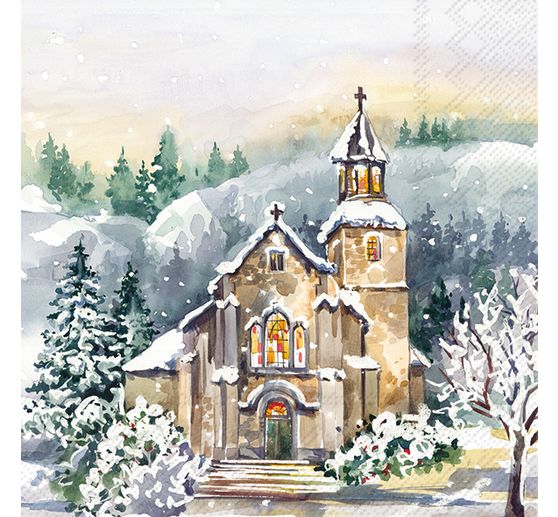 Napkin "Church in winter village"