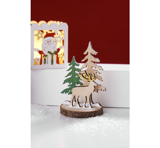 Déco à emboîter en bois sur rondelle d'écorce VBS, set de 2