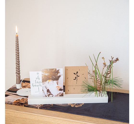 Support en bois pour fleurs séchées et cartes 
