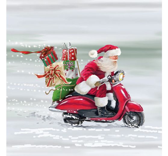 Serviette « Santa sur son scooter » 