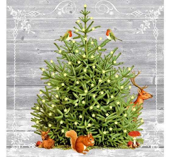 Serviette « Sapin de Noël & animaux de la forêt »