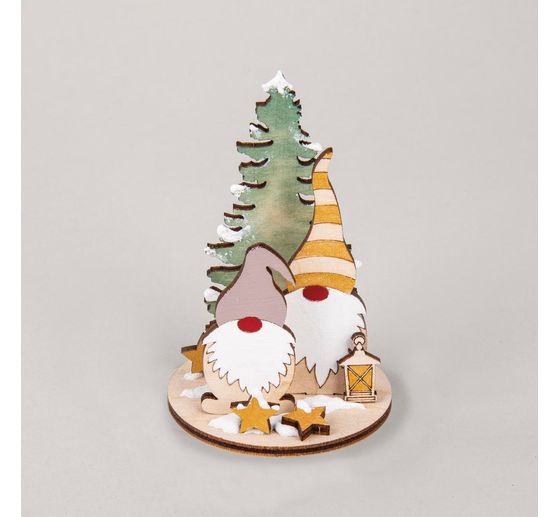 Décos à emboîter en bois « Lutin et sapin » 