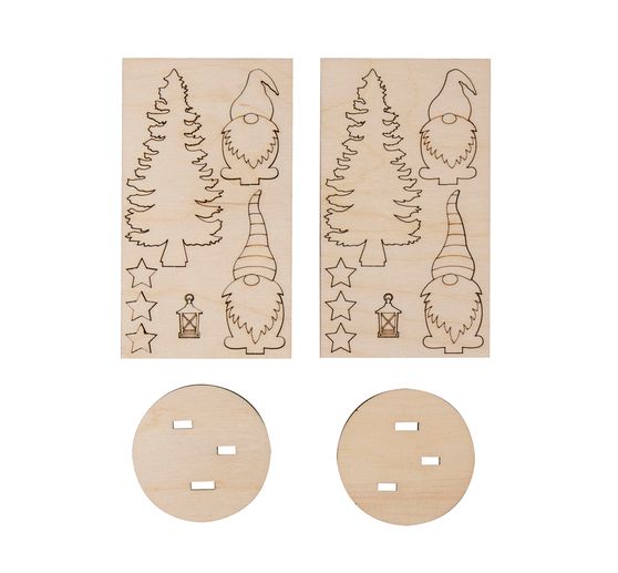 Décos à emboîter en bois « Lutin et sapin » 