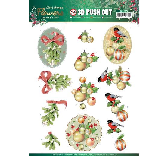 Livret de motifs 3D pré-estampés « Christmas Flowers » 