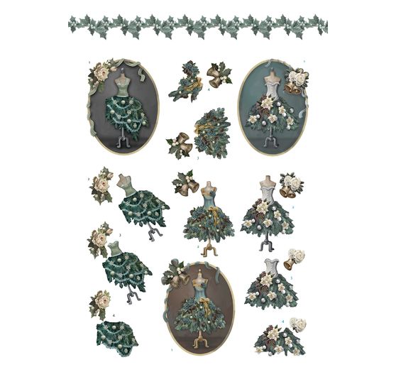 Livret de motifs 3D pré-estampés « Christmas Flowers » 