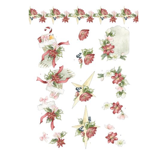 Livret de motifs 3D pré-estampés « Christmas Flowers » 