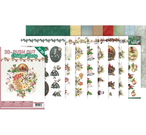 Livret de motifs 3D pré-estampés « Christmas Flowers » 