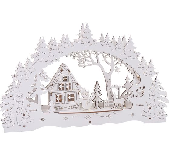 Arc lumineux VBS « Maison dans la forêt & bonhomme de neige », éclairage LED inclus