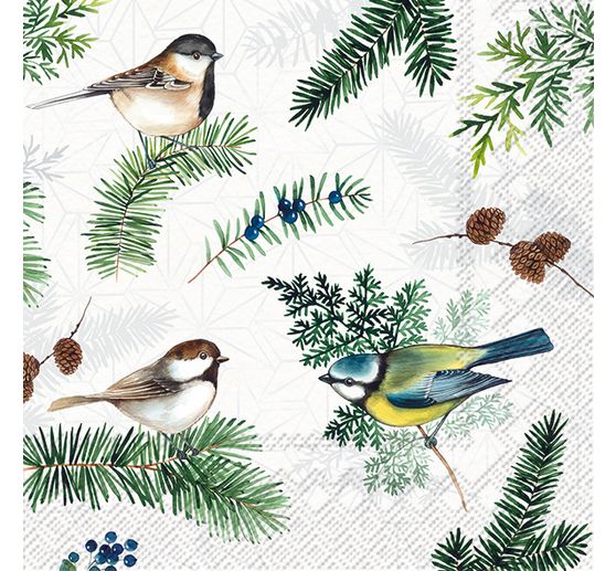 Napkin "Birds and fir greenery"